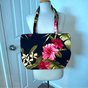 Floral Tote Bag - Black and Pink
